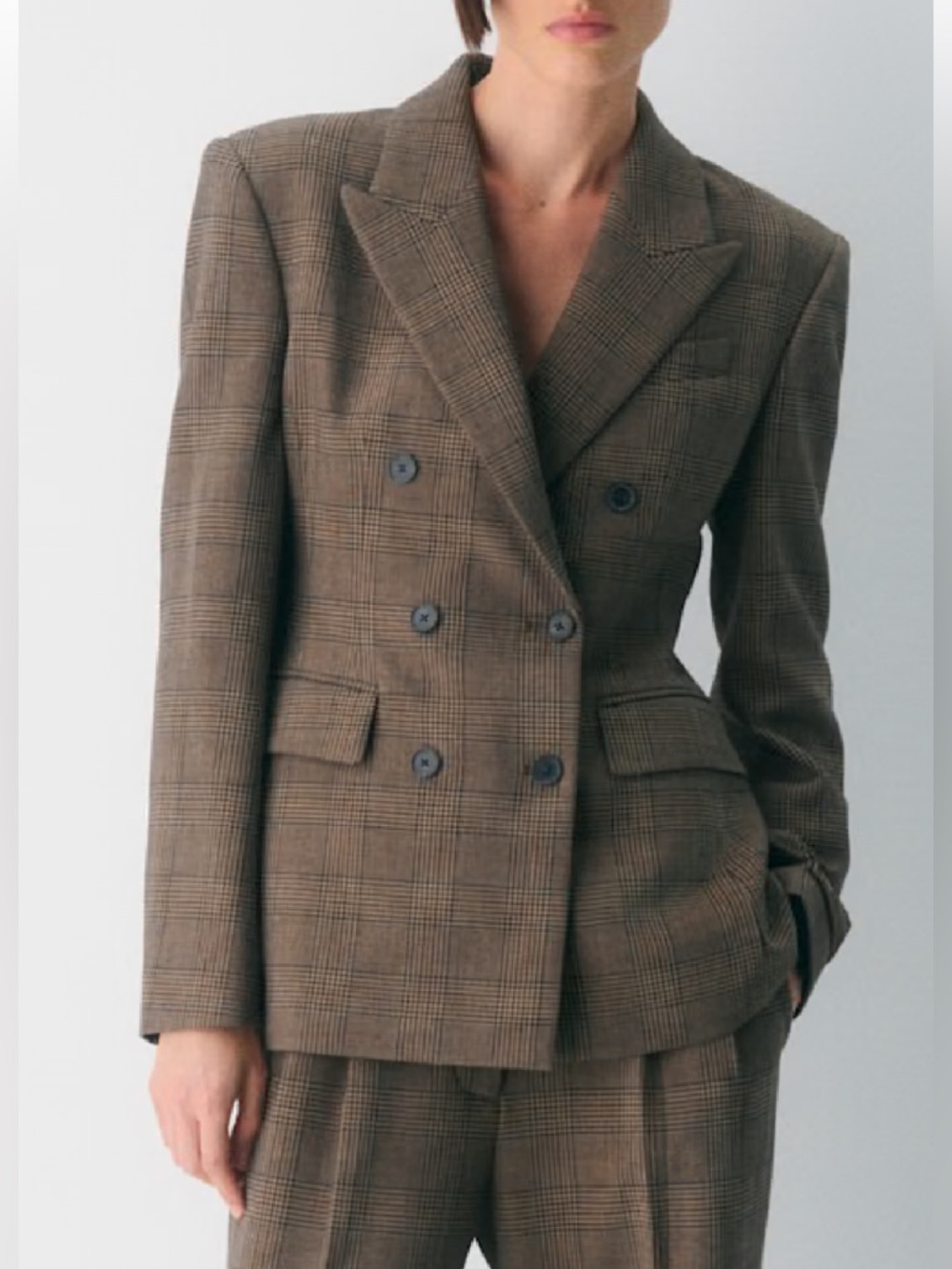 Babaton Aritzia Standout Double Breasted Tyson Check Plaid Blazer Sz 6 Corporate - Picture 2 of 11